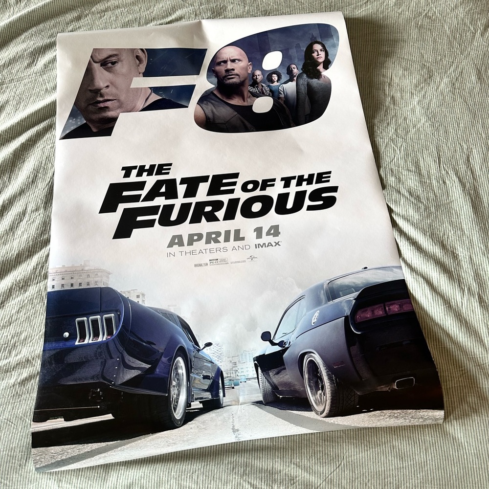 FATE OF THE FURIOUS movie poster - 40” x 27”